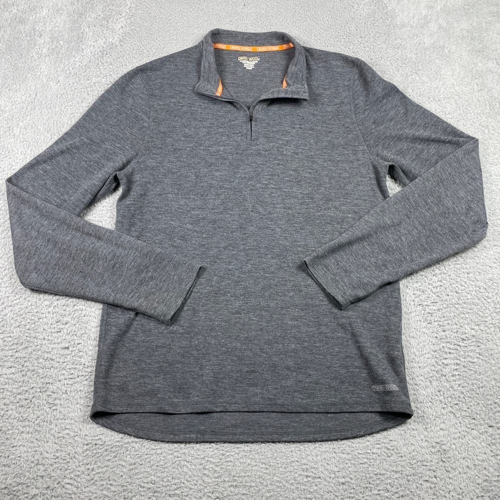 Omni-Wool Shirt Mens XXL Gray Thumbhole 1/4 Zip Performance Pullover Top